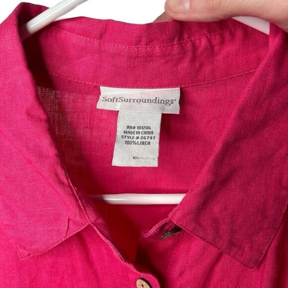 Soft Surroundings Linen Pink full Button Front 100% Linen top Size XL - Picture 4 of 9